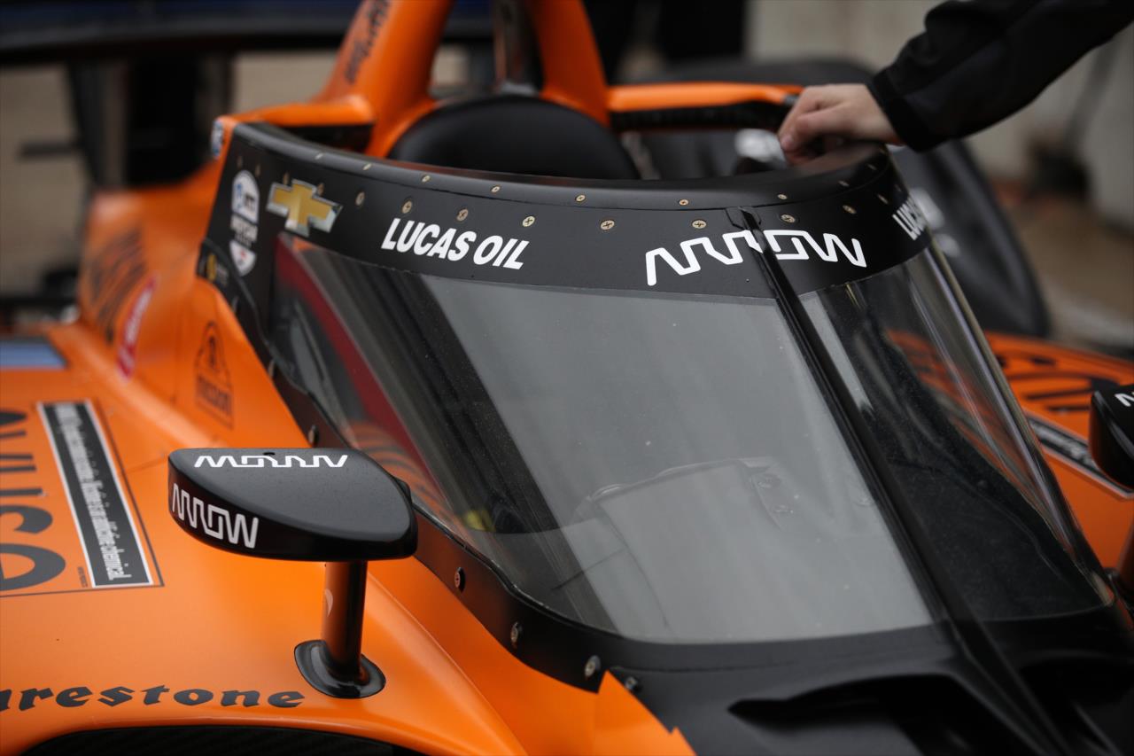 The Aeroscreen on an Arrow McLaren SP car during the Open Test at Circuit of The Americas in Austin, TX -- Photo by: Chris Graythen (Getty Images)